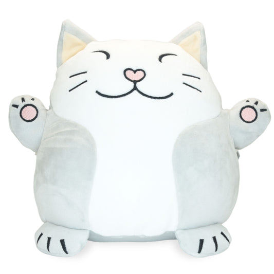 Hachibis Neko the Cat Plush Toy - 8-Inch, Gray and White